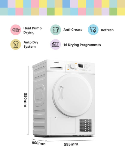 COMFEE' 8kg Heat Pump Tumble Dryer Energy Class A+ White CFG09EH80/W-UK